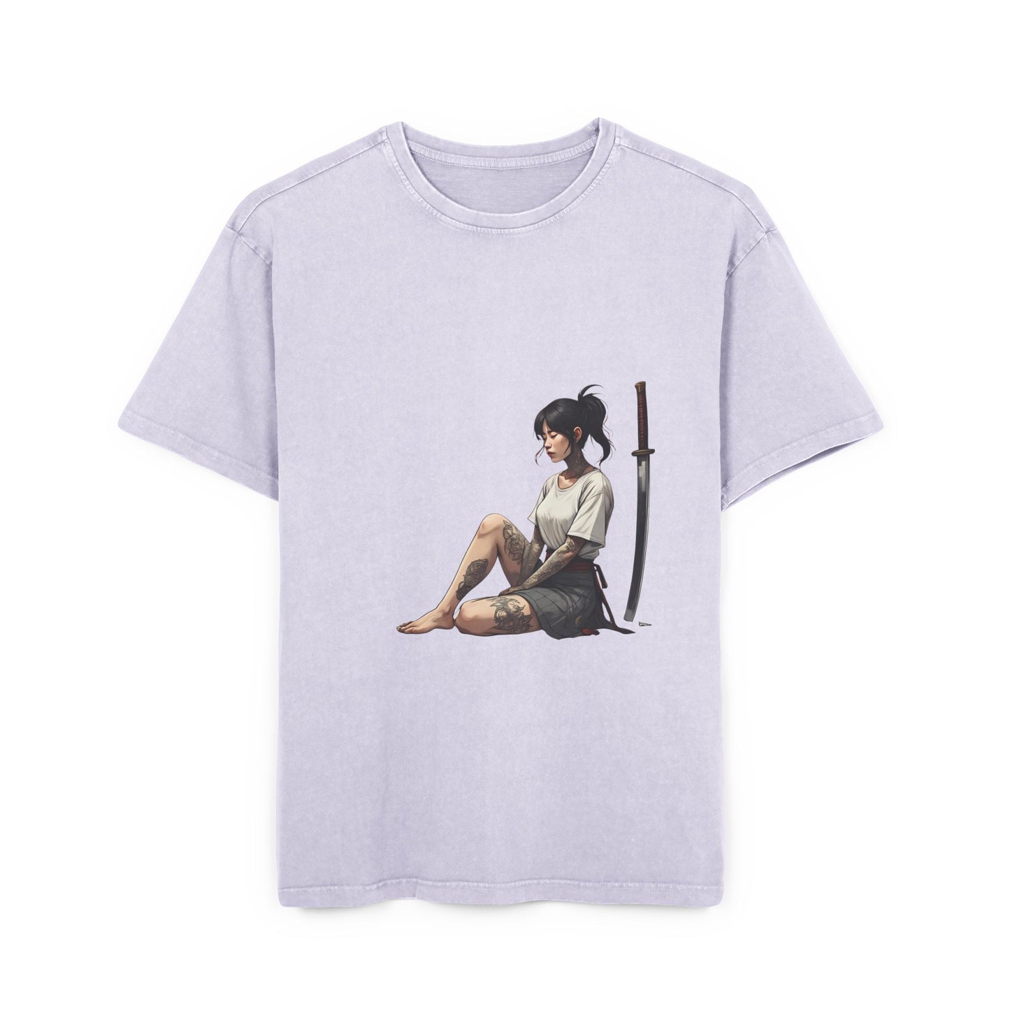 Resting Female Samurai Acid Washed Oversized T-Shirt